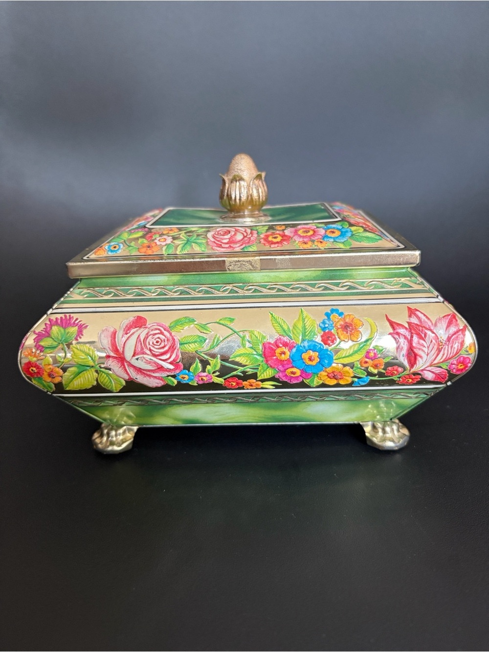 Vintage English bluebird confectionary tin box